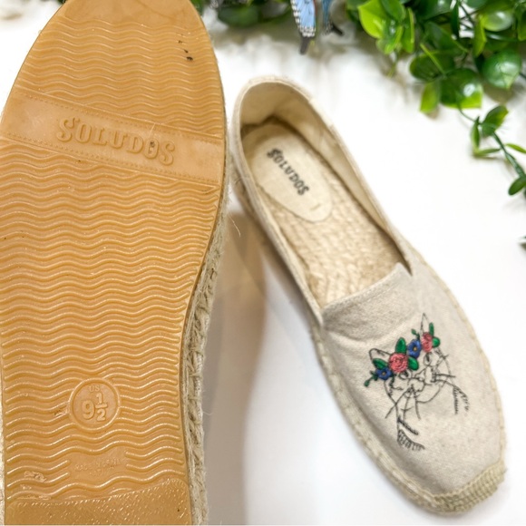 Soludos Espadrilles Cat Embroidered Beige Sandals Size 9.5 - Picture 7 of 10
